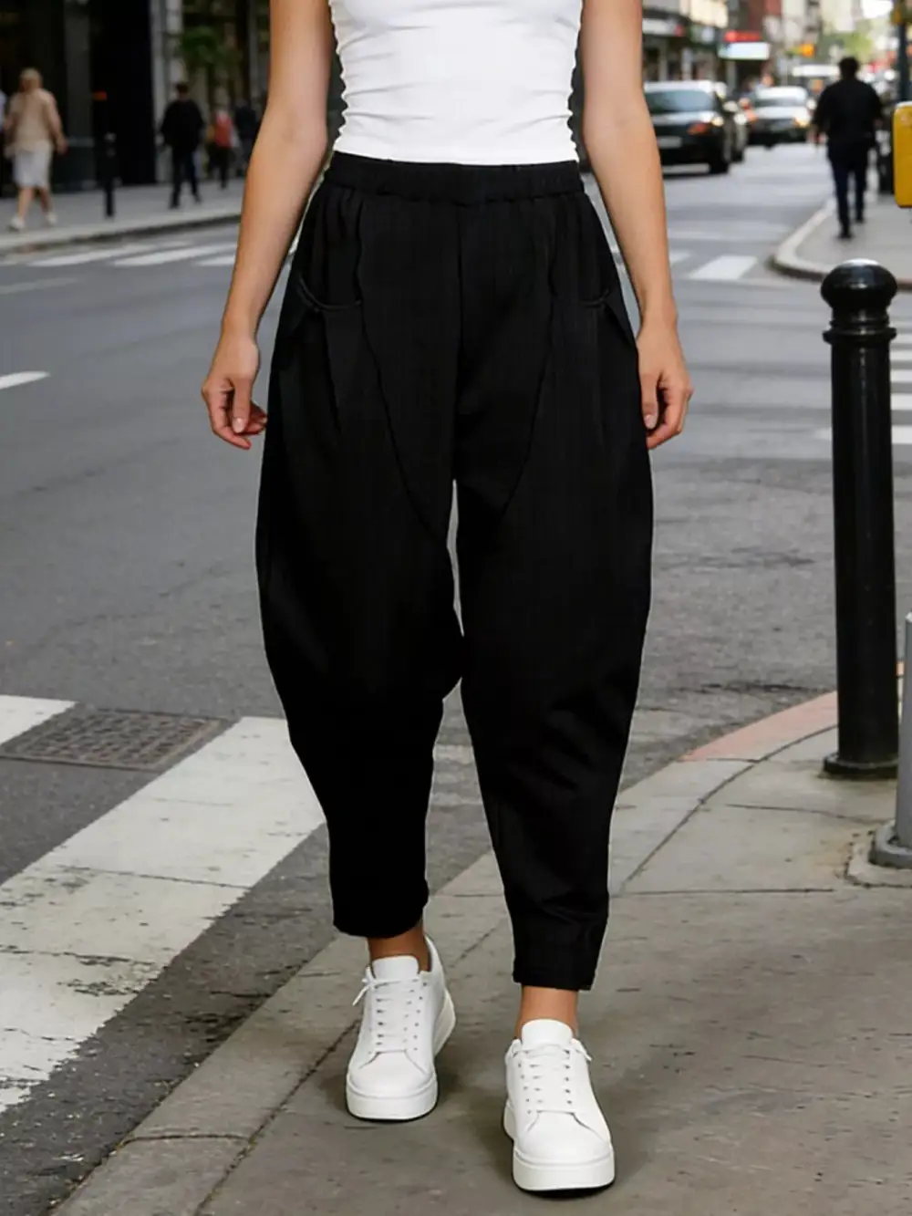 Plus Size Elastic Waist Harem Pants