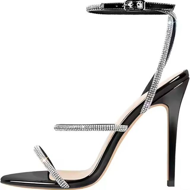 Velora Crystal Gold Stiletto Sandals