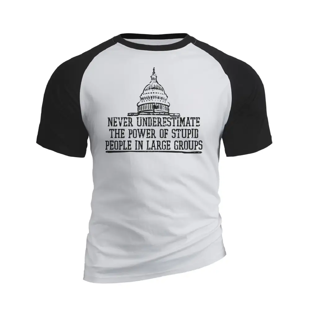 THE POWER OF STUPID PEOPLE RAGLAN GRAPHIC TEE
