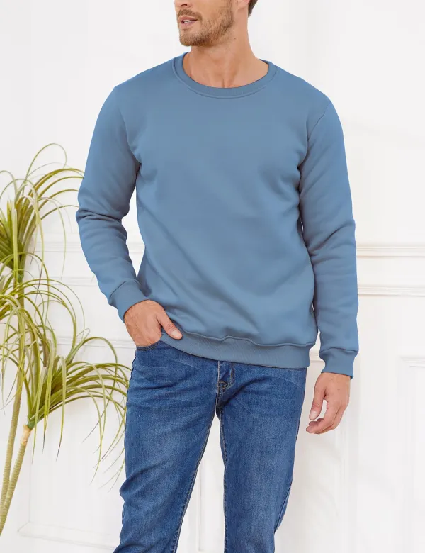 Mens Fleece Crewneck Sweatshirts - Blue