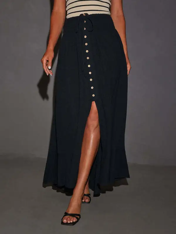 Neat Cotton Blend Pocket Detail Skirt