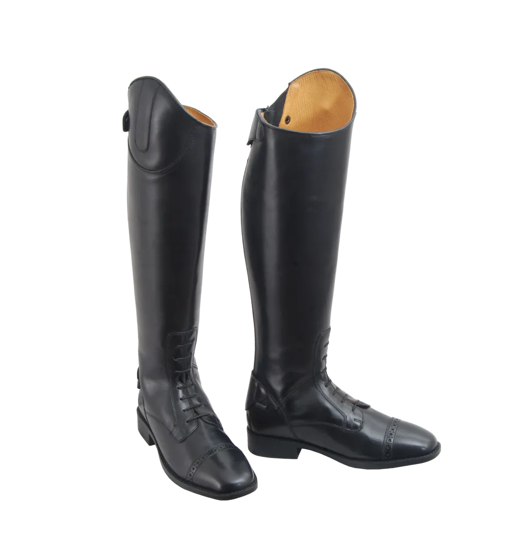 Streamlined Back Zip Lace-Up Tall Riding Boots