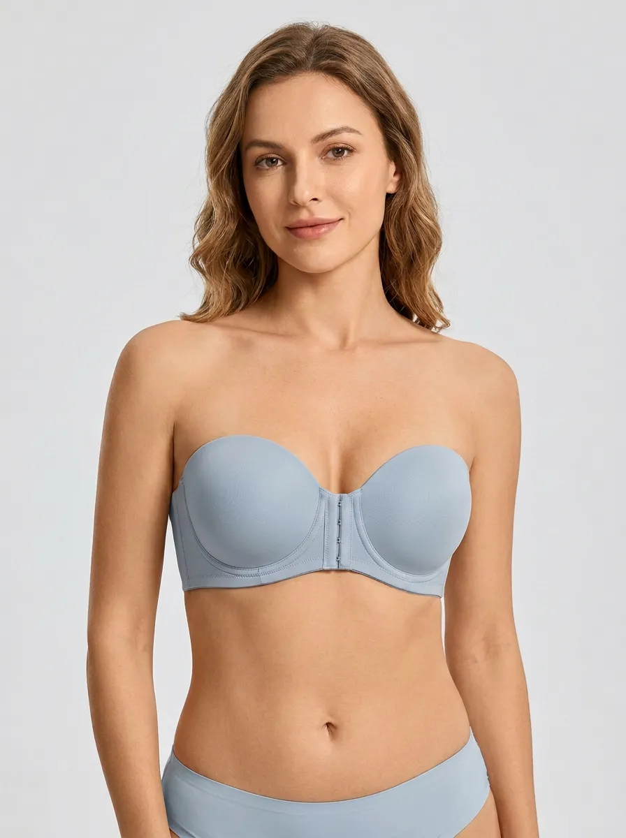Women's Form-Fitting Front-Closure Strapless Bra