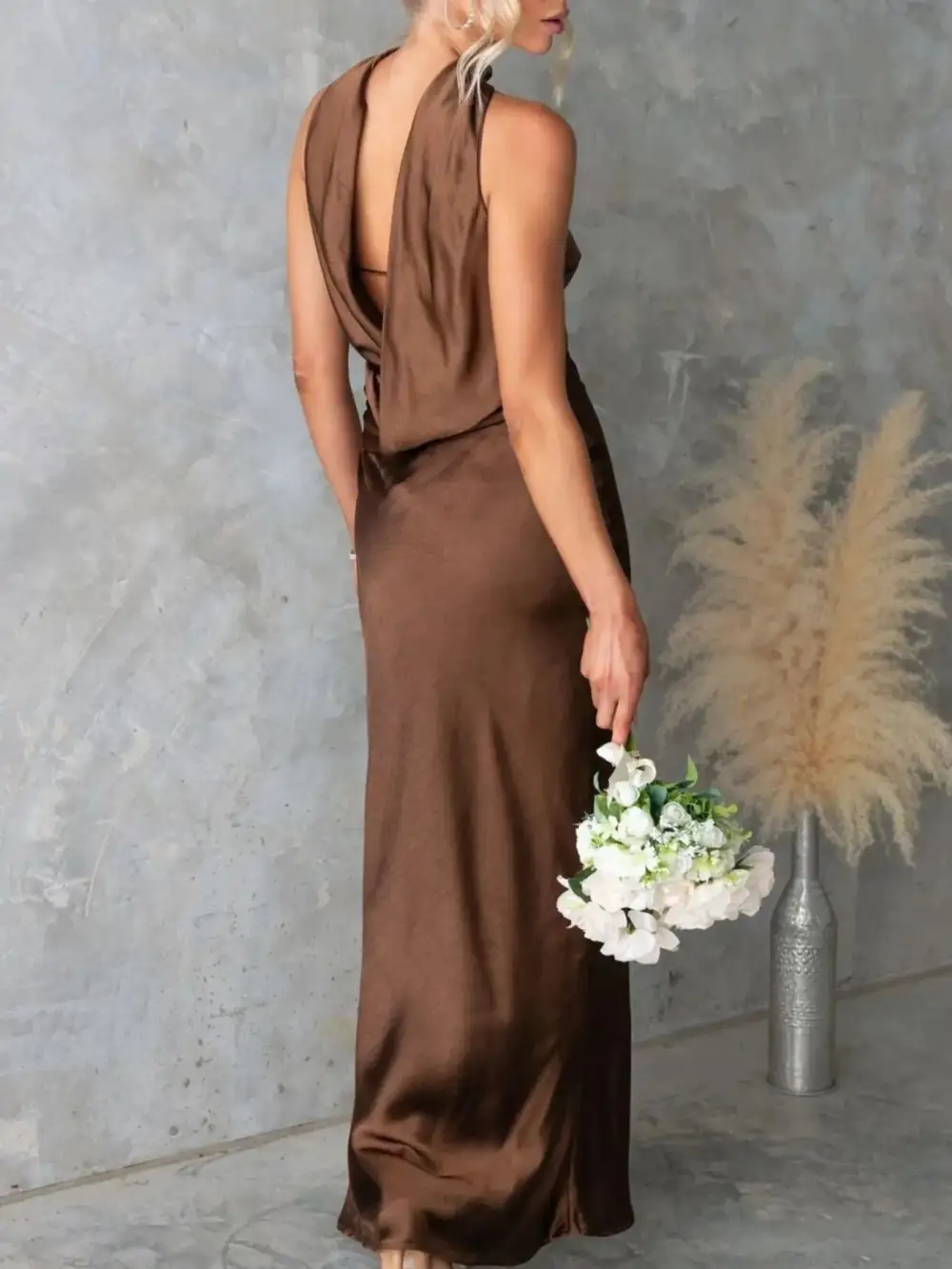 Lightweight Feel Satin Maxi Dress