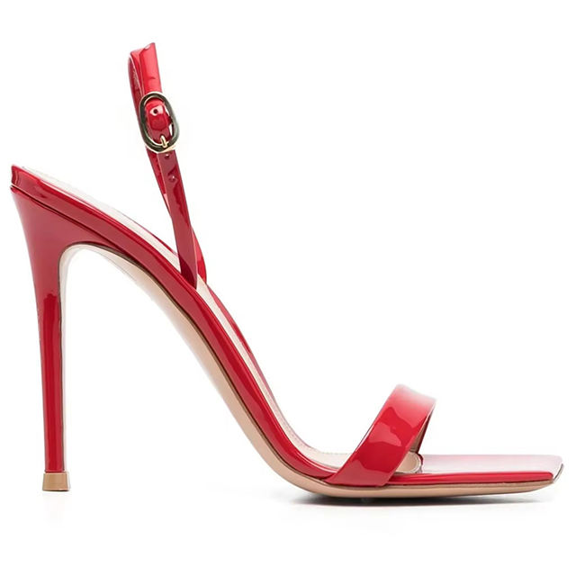 Patent Square Toe Heels