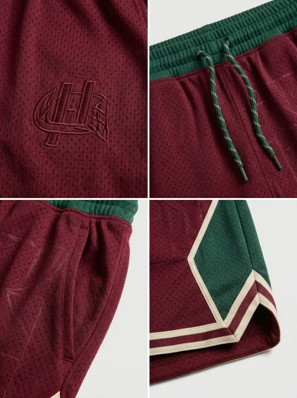 Modern Colorblock Detail Mesh Detail Casual Look Men's Basketball Shorts