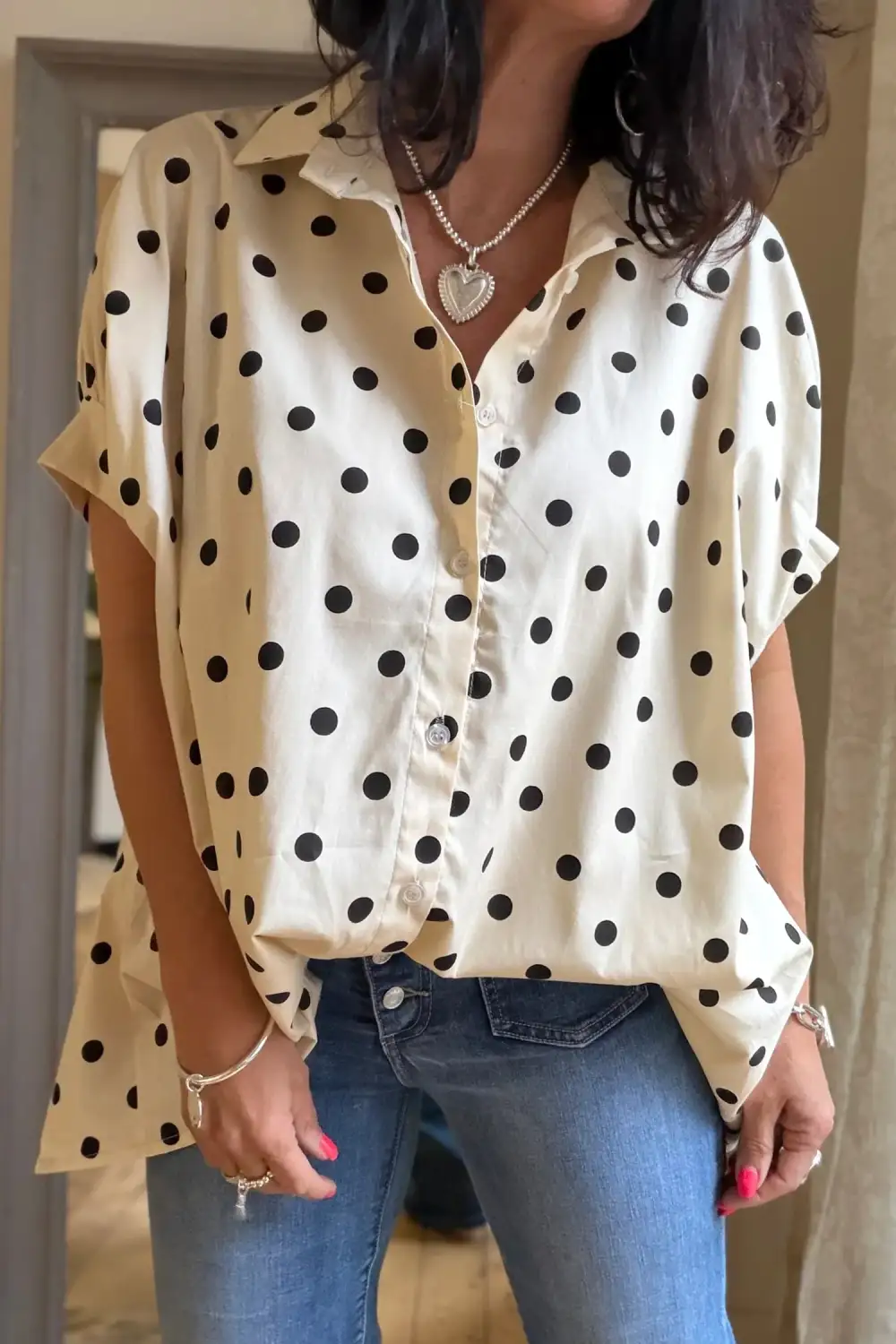 Dolman Sleeve Printed Casual Shirt