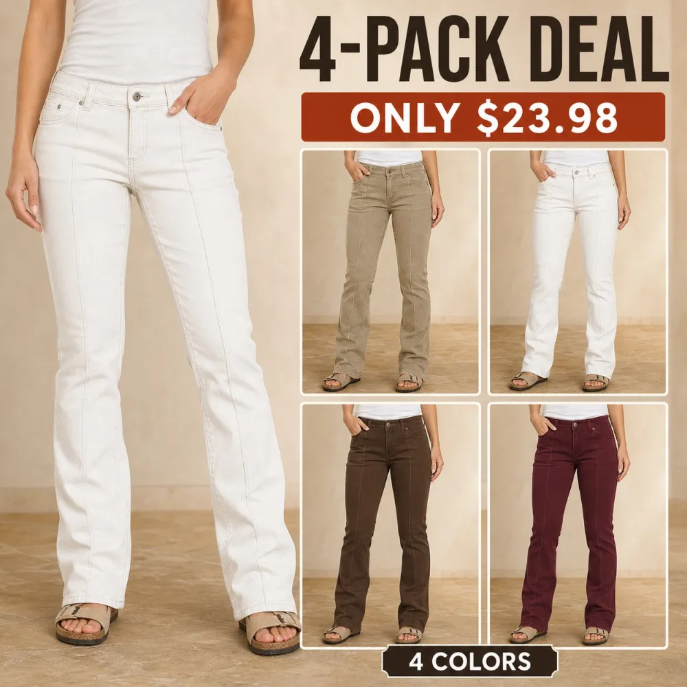 Women's Stitch Detail Mid Waist Bootcut Pants