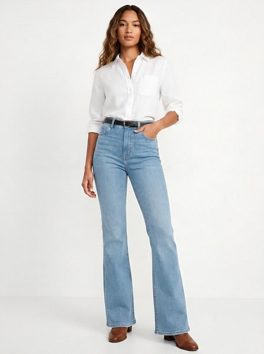 Clean-Line High-Waist Stretch Women's High-Waist Stretch Flare Jeans