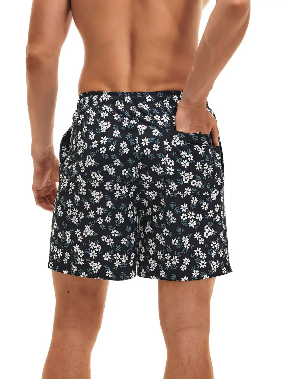 Men's Floral Print Letter Drawstring Swim Trunks