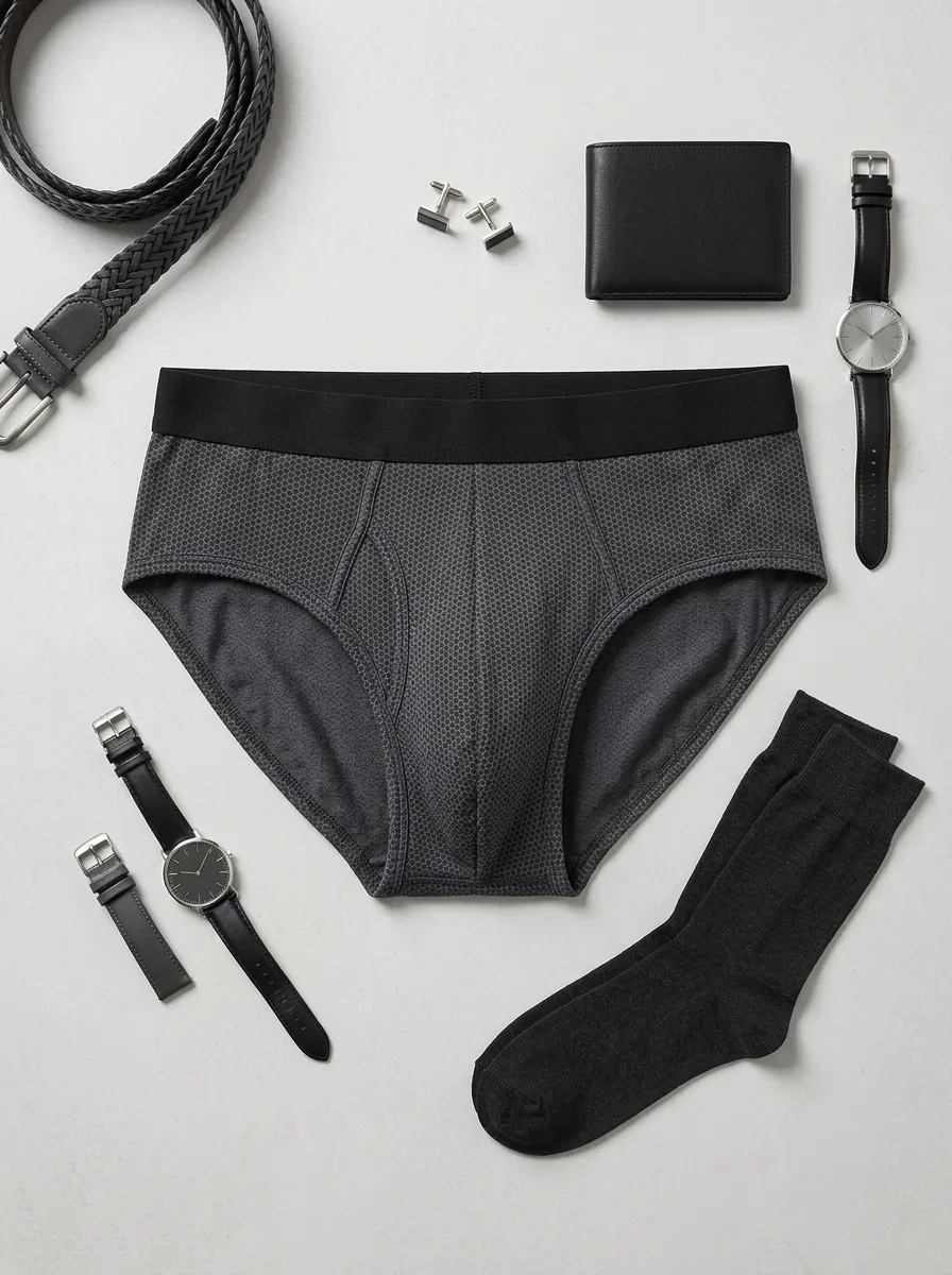 Men's Geometric Honeycomb Pattern Printed Briefs