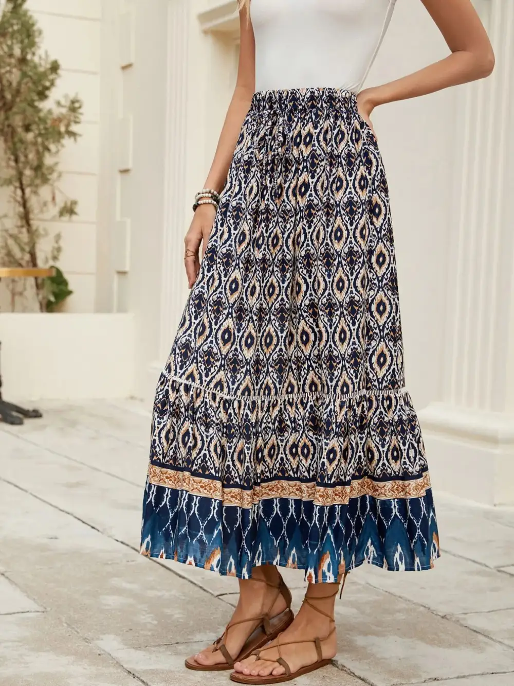 Essential Ruched Printed Skirt