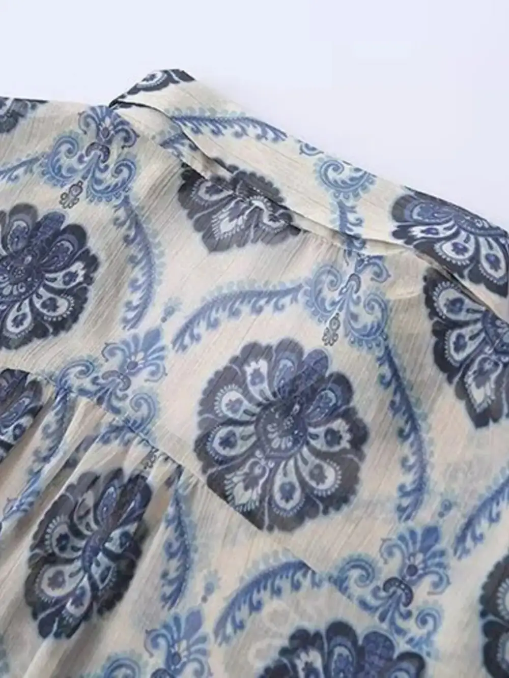 Printed Button Front Long Sleeve Dress Casual