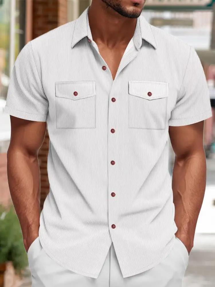 S Relaxed Ribbed Knit Short Sleeve Shirt
