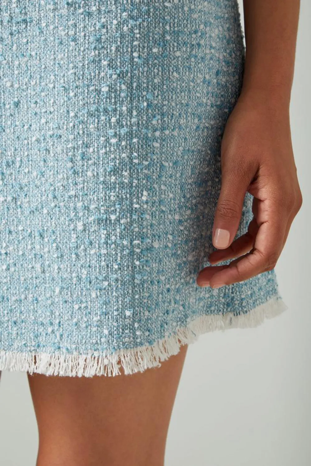 Light Blue Tweed Mini Skirt