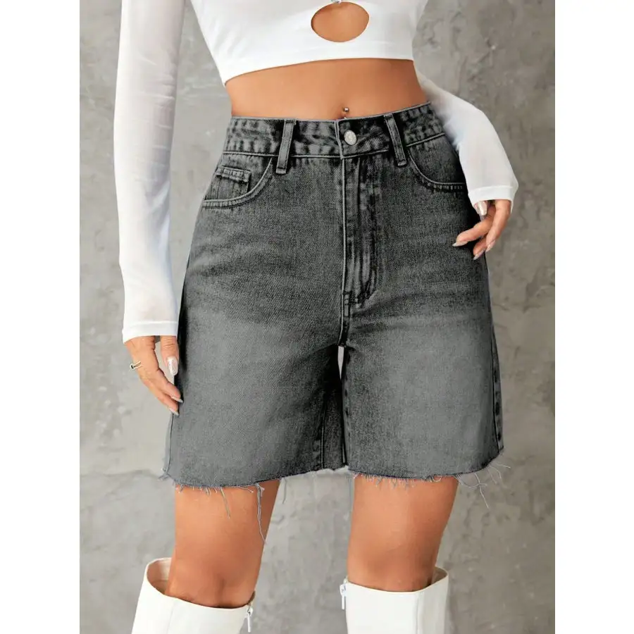Frayed Hem Denim Shorts