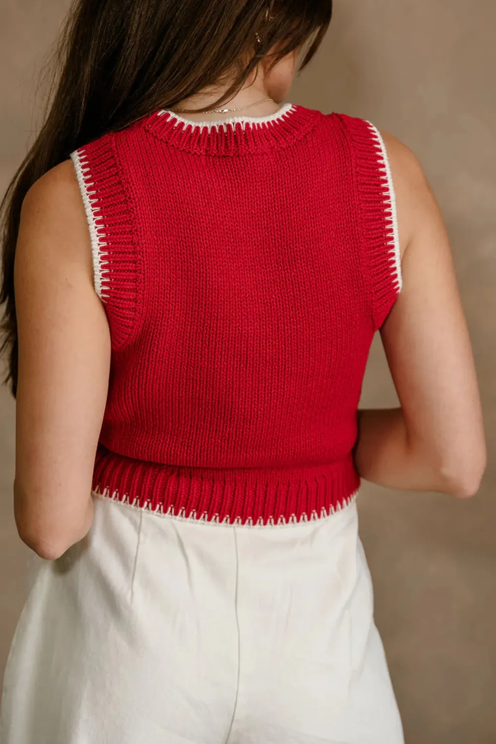 Contrast Color Trim Vest Vest
