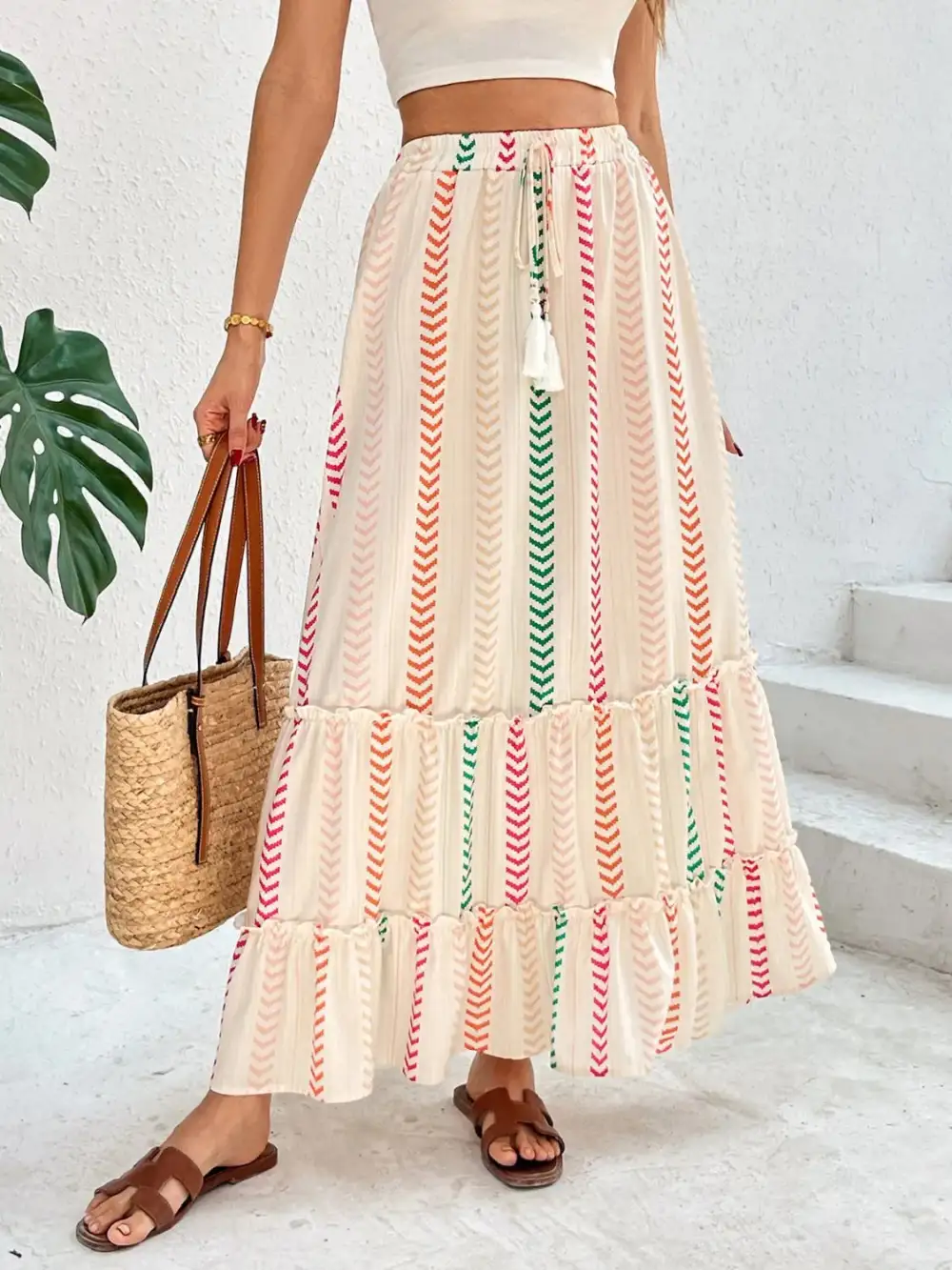 Refined Printed Frill Skirt