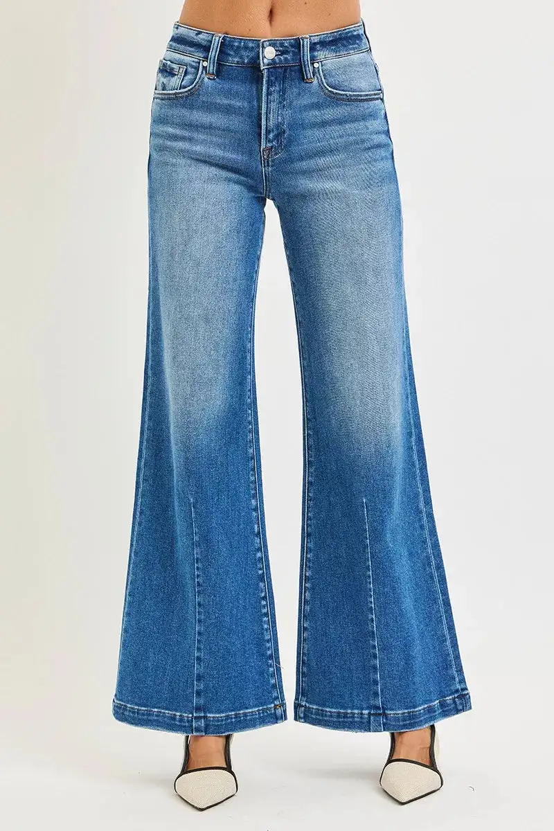 Classic Mid Rise Wide Leg Jeans
