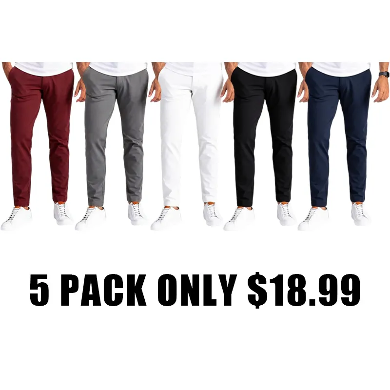 Men’s Slim Fit Stretch Golf Pants 10-Pack – All Colors Included