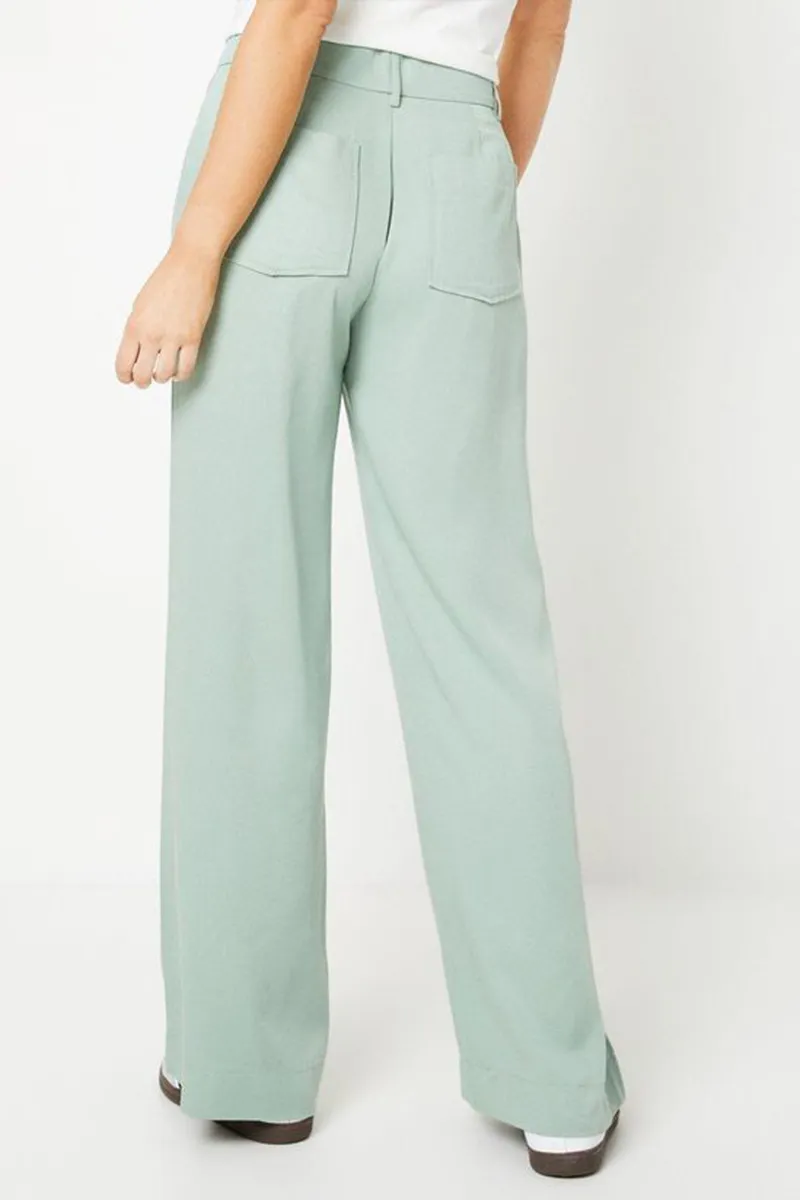 Casual Style Pocket Wide Leg Trouser