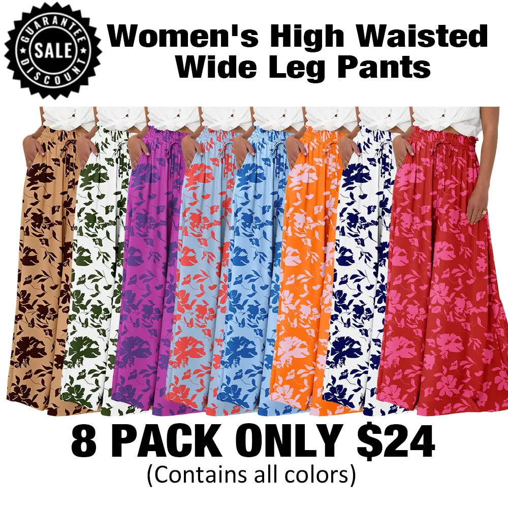 Women's High WaistedWide Leg Pants-🔥8-Pack- Only $24