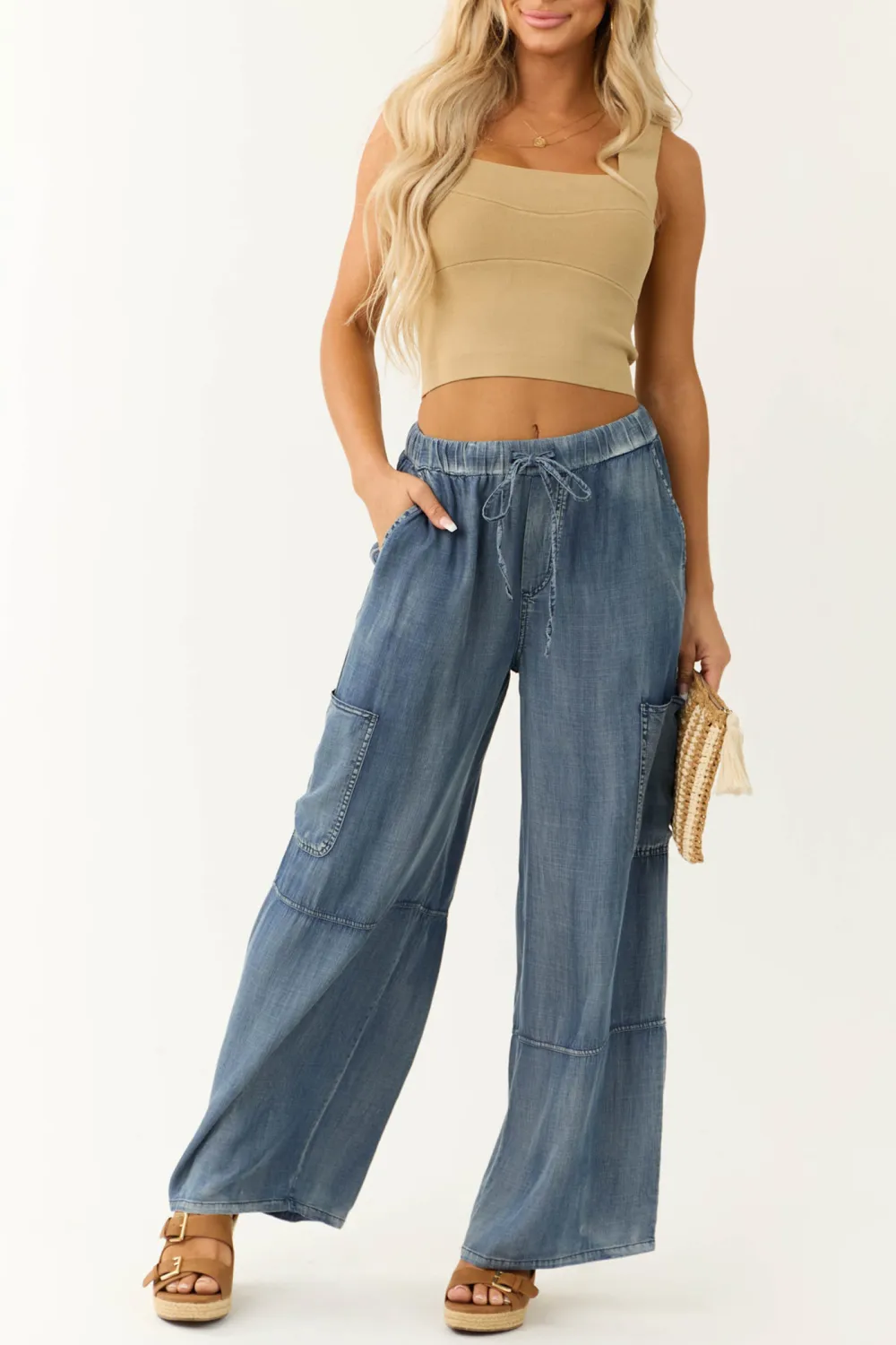 Latte Square Neck Thick Knit Tank Top