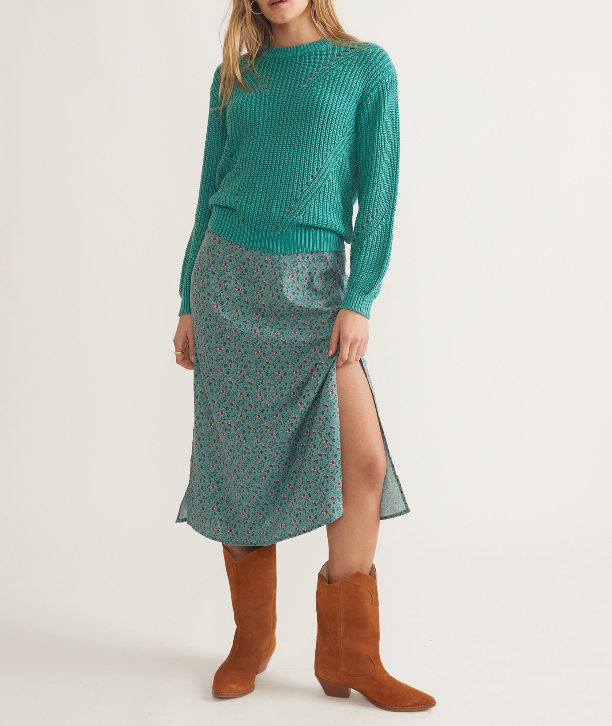 Long Sleeve Knit Sweater with Cutouts