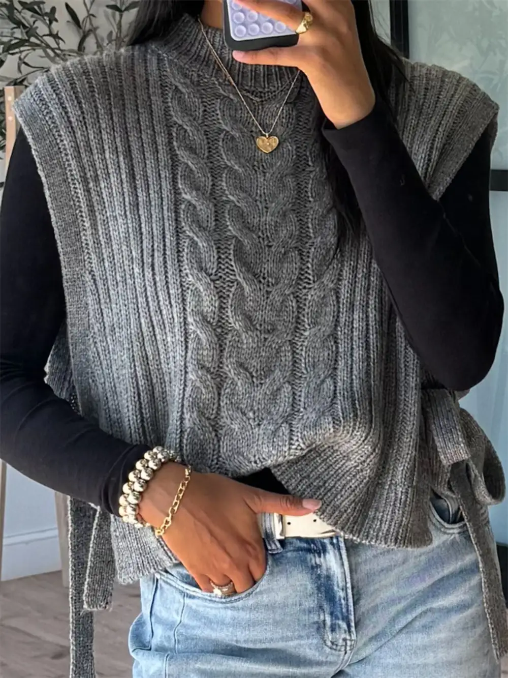 Cable Knit Sweater Vest