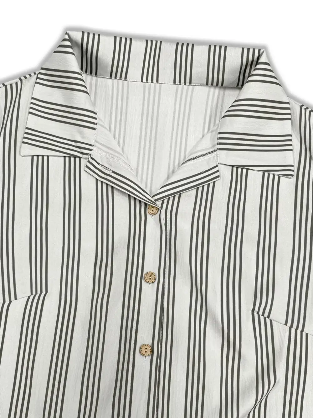 Drape Striped Button Front Midi Dress