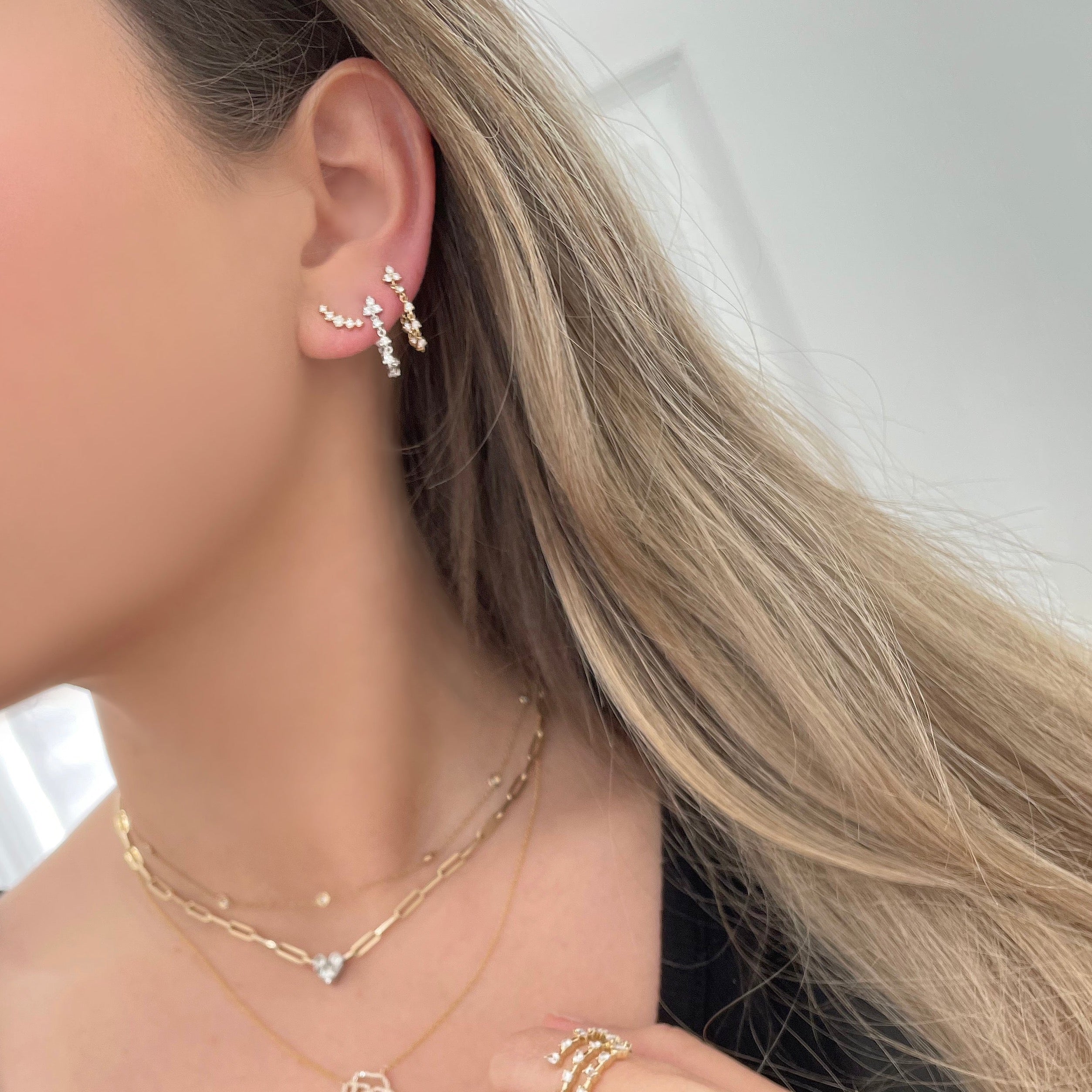 Openwork Tonal Gem Detail Earrings