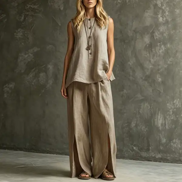 Classic Wide-Leg Sleeveless Women's Matching Set