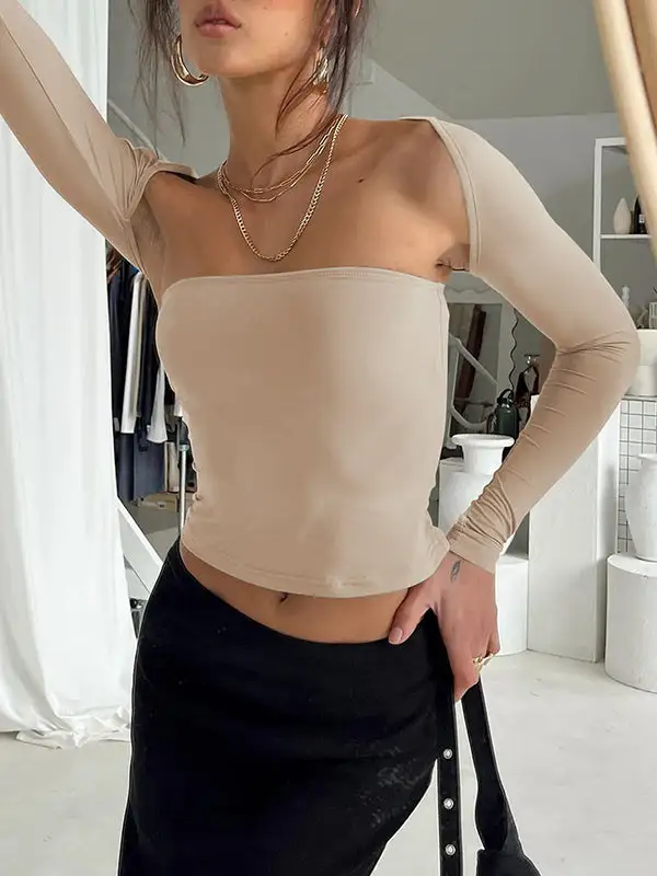Long Sleeve Slim Fit Collarless T-Shirt