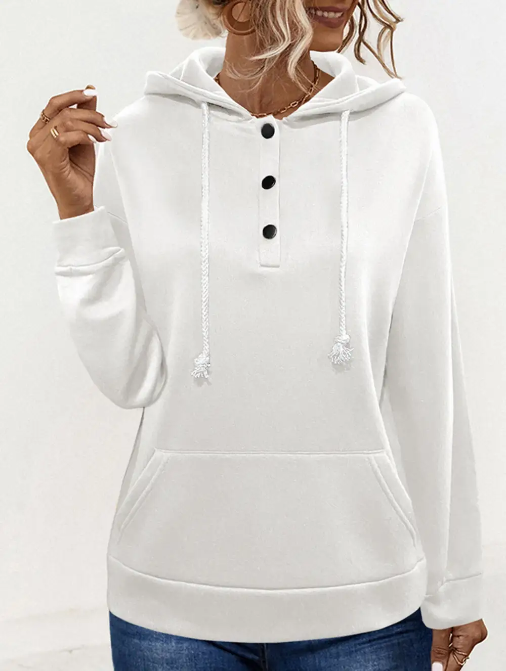 Hooded Drawstring Pocket Sweatshirt