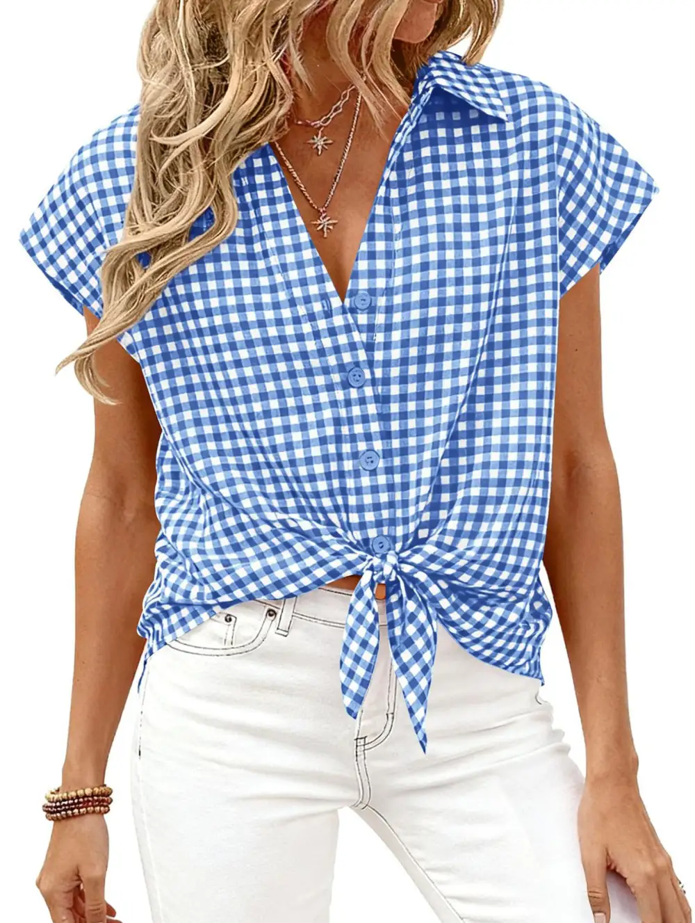 Plaid Button Loose Short Sleeve Shirt
