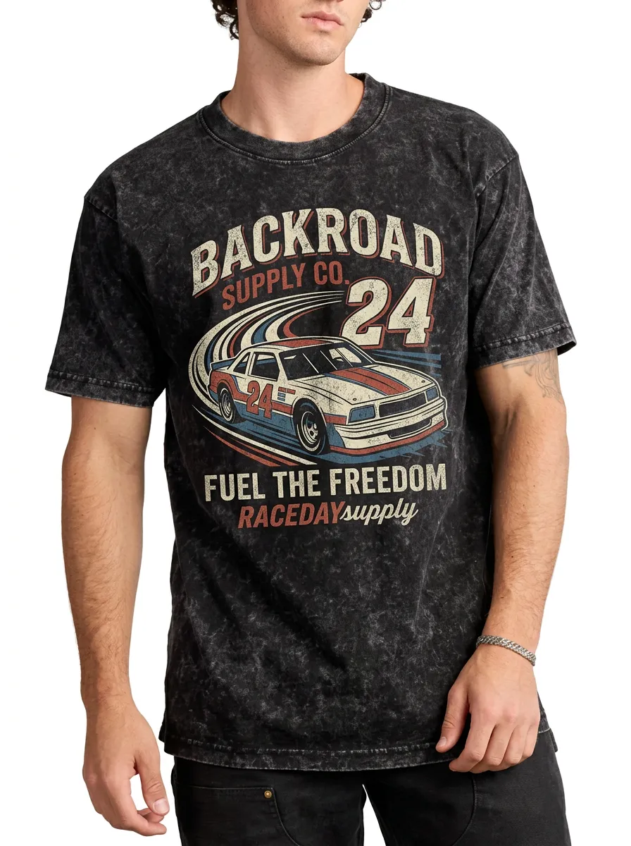 Men's Racing Car Enthusiast Vintage 24 Graphic Printed T-shirt