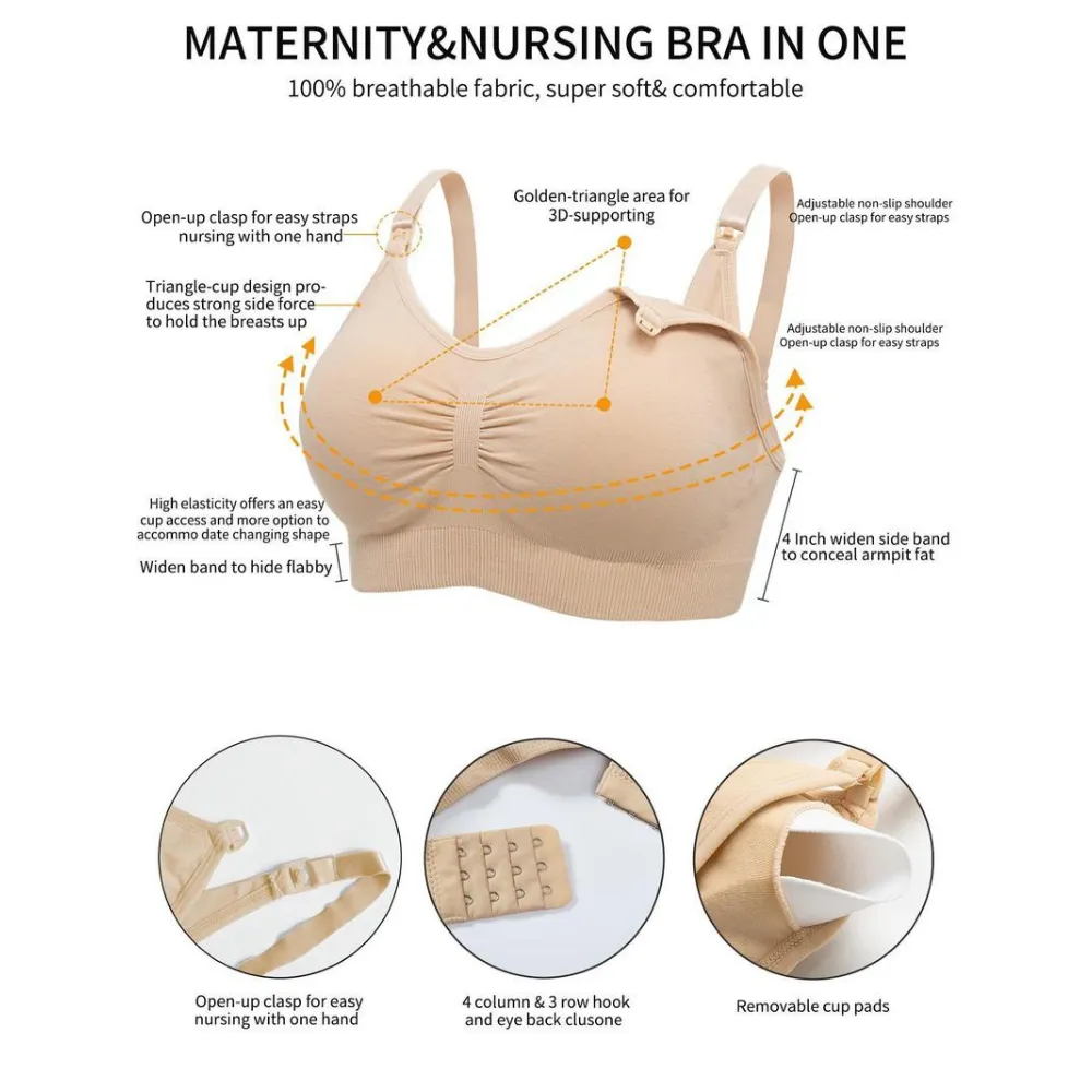 Maternity Nursing Bra Solid Ruched Padded Open Front for Breastfeeding Fall Outfit Brunch Light Exercise