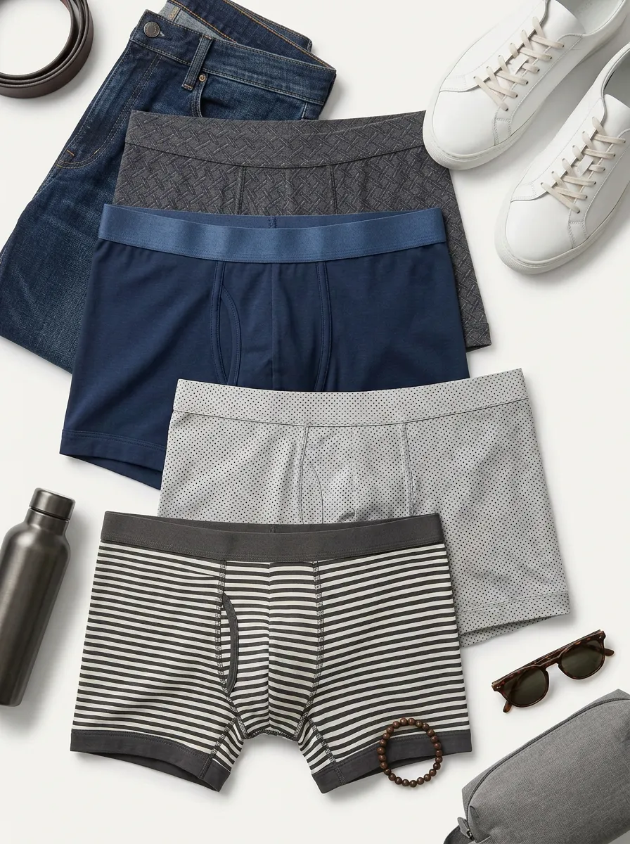 Men's Multi-Pattern Striped Polka Dot Printed Boxer Briefs
