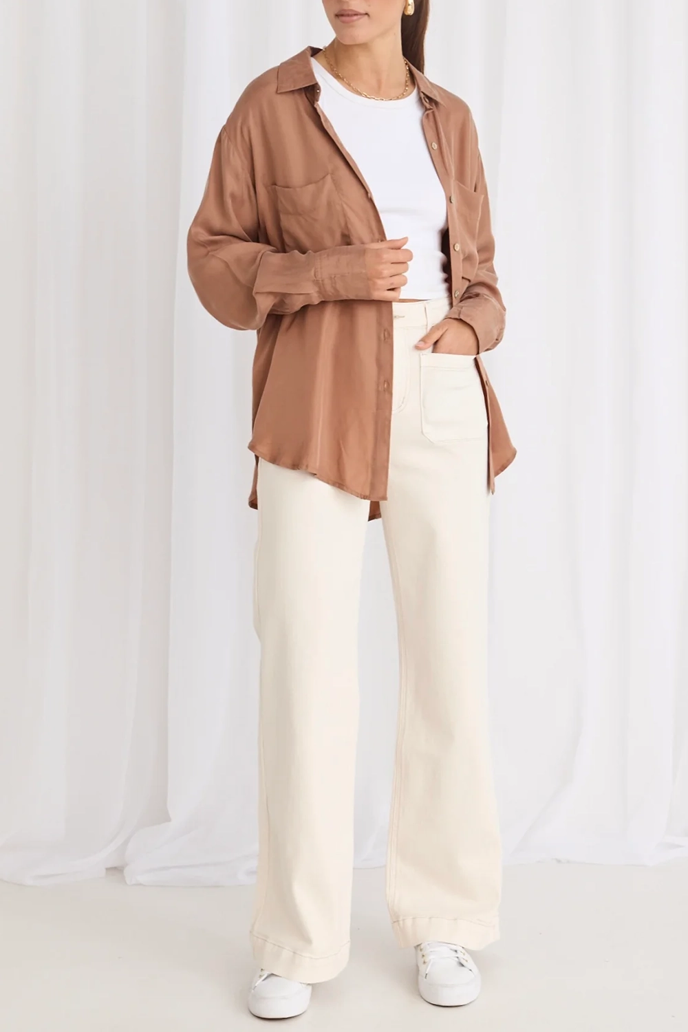 Brown Utility Style Oversized Shirt