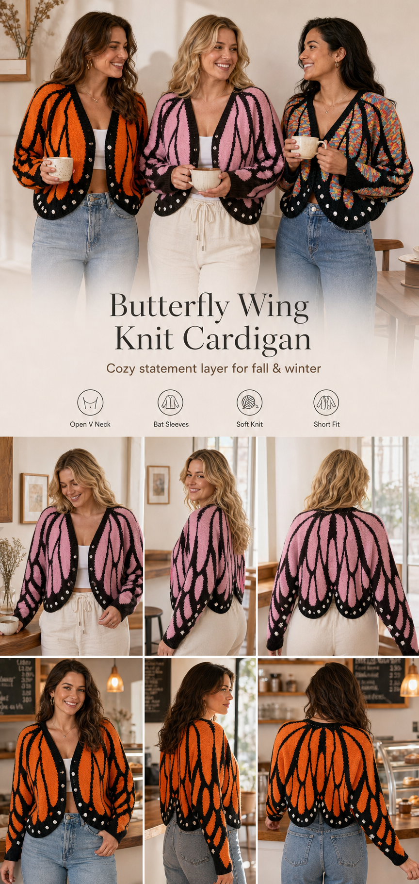 Butterfly Wing Knit Cardigan Everyday Layering