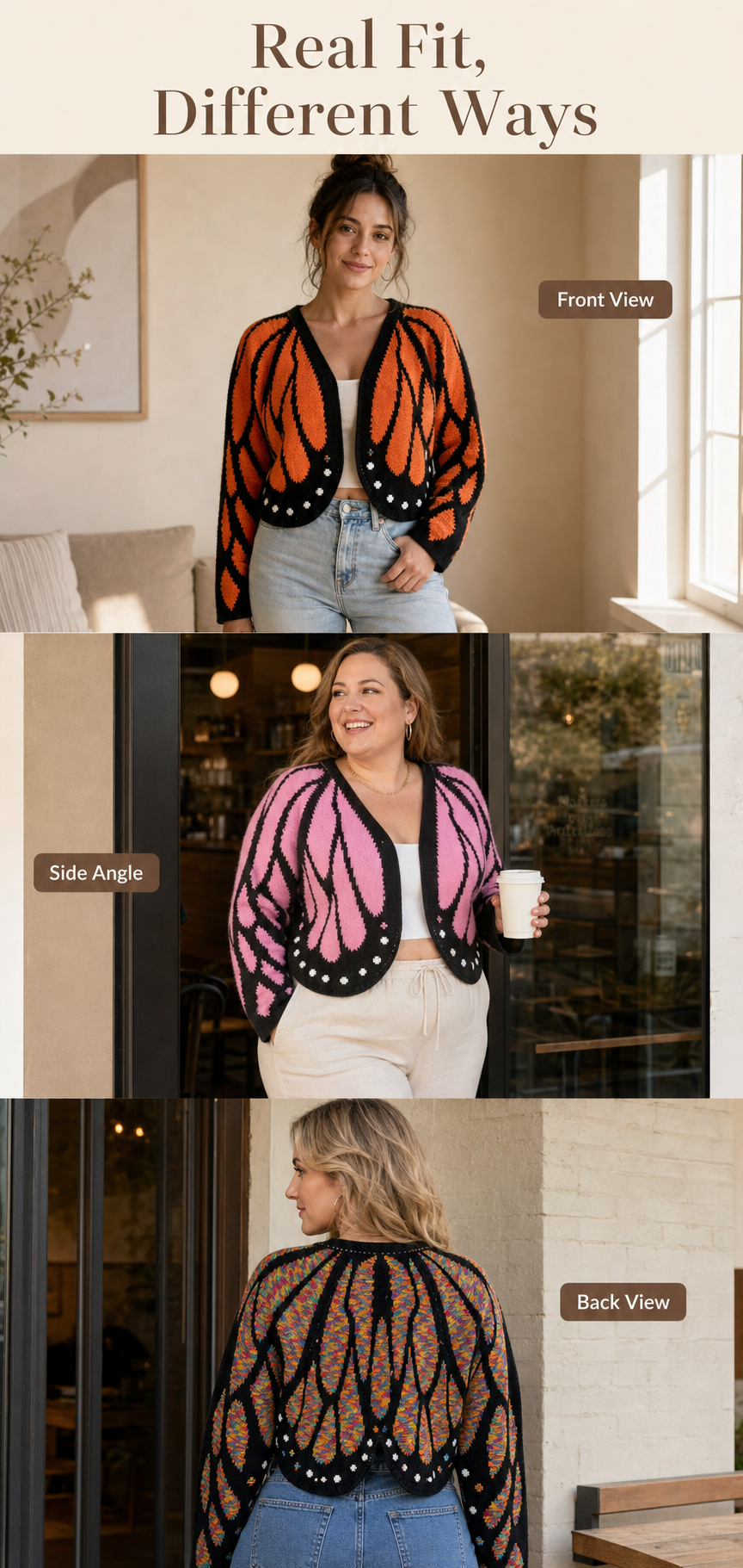 Butterfly Wing Knit Cardigan Color Options