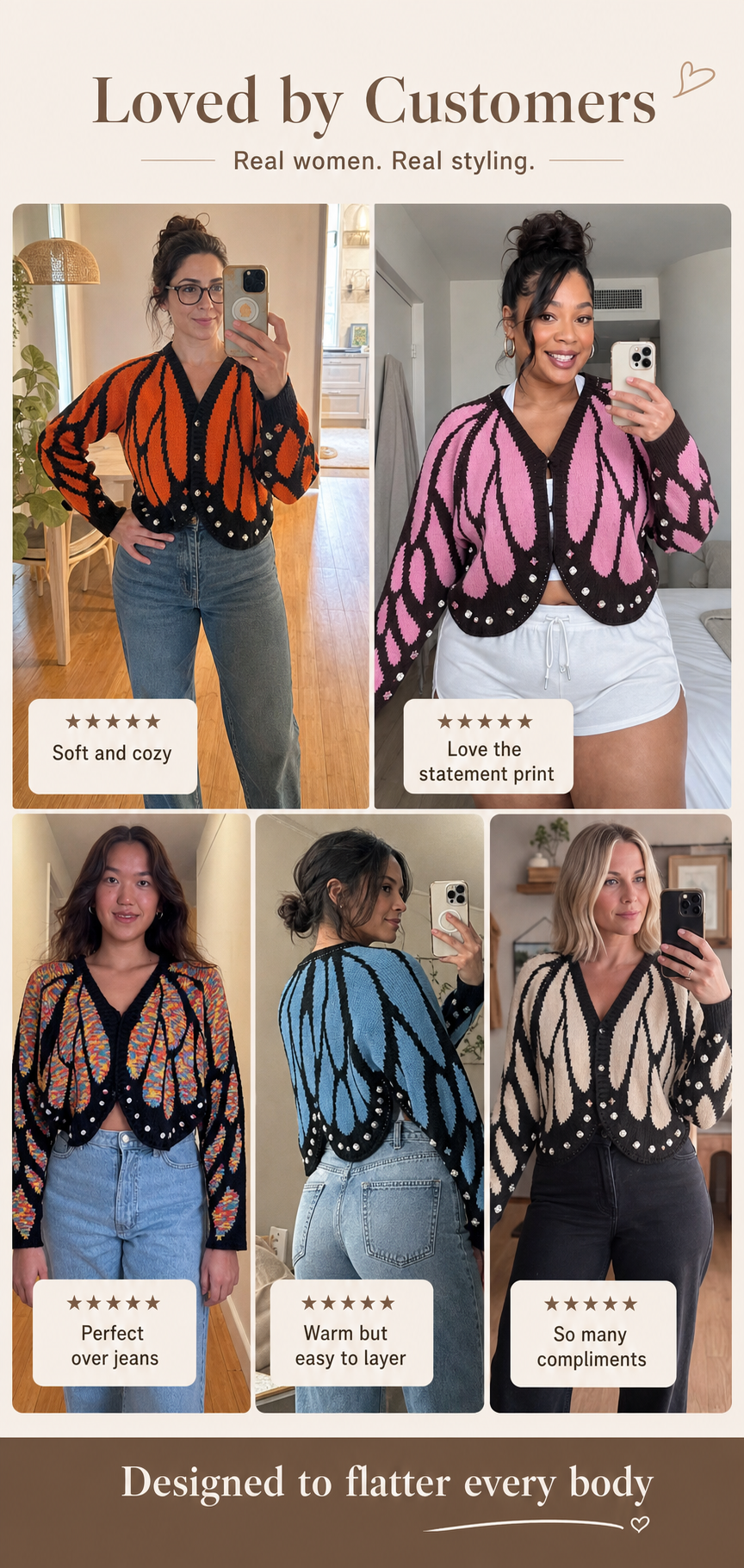 Butterfly Wing Knit Cardigan Care And Fit