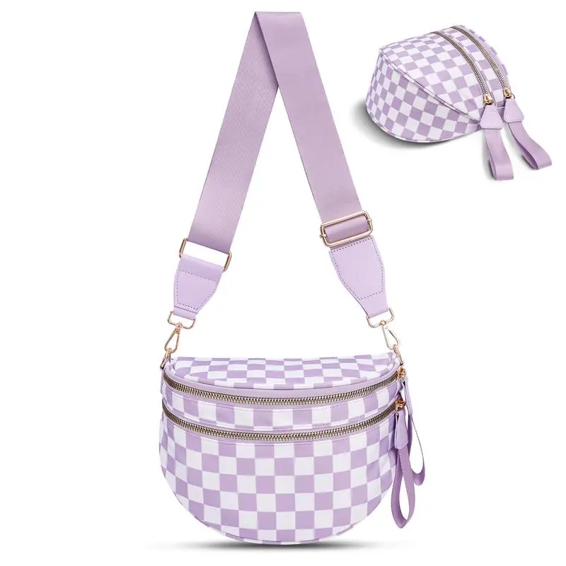 🏷️ 🔥 Clearance Sale – 40% OFF! 🔥 Black & White Checkered Nylon Bum Bag – Plus Size Friendly Fanny Pack | Spacious, Lightweight & Stylish Crossbody Gift for Everyone