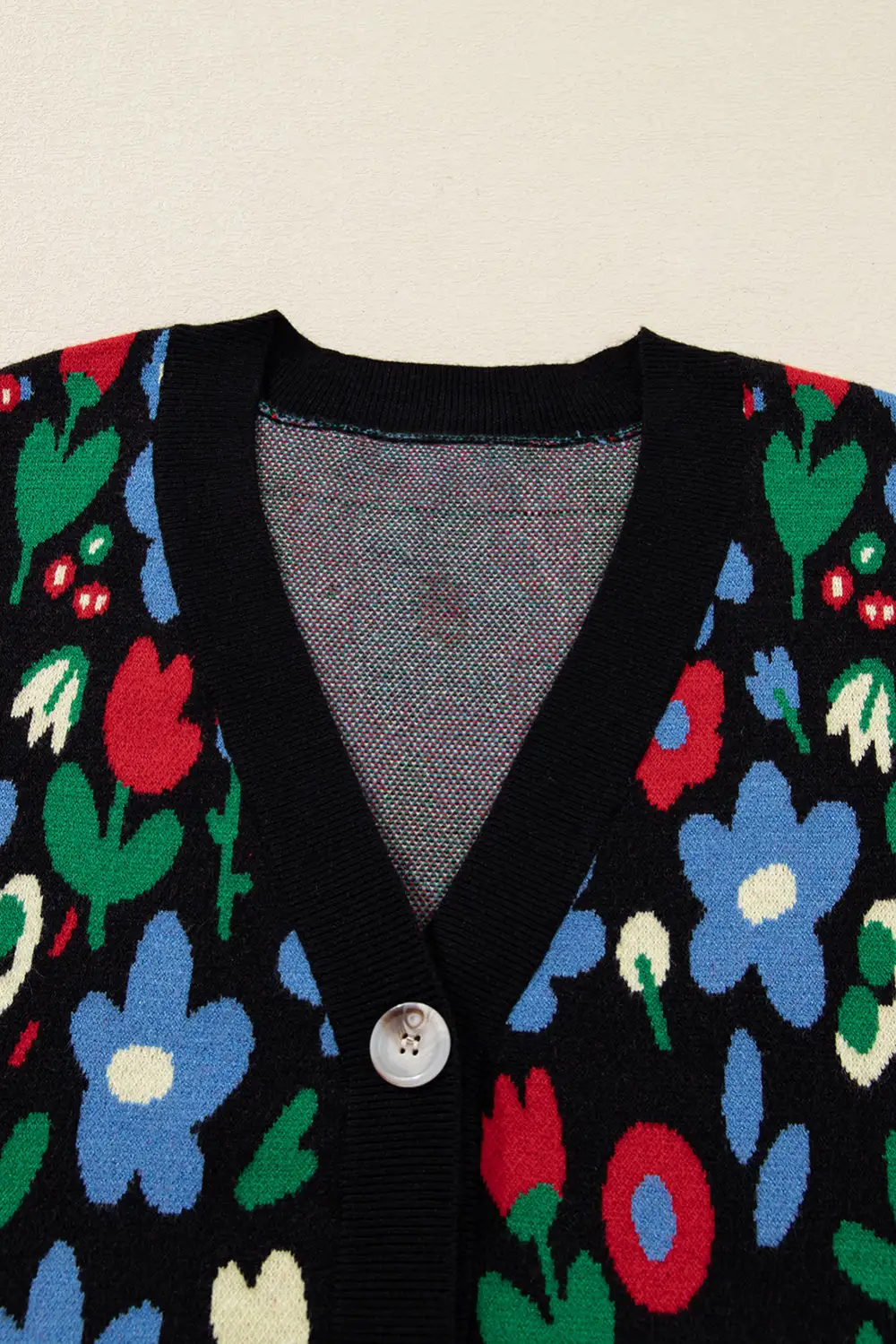 Floral Print V Neck Buttoned Short Cardigan