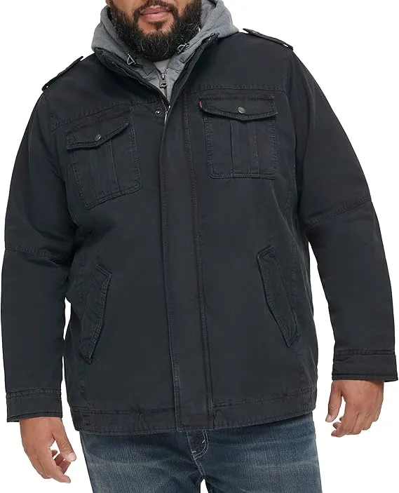 🧥 Men’s Washed Cotton Hooded Military Jacket ( Big Sizes)Classic Utility. Timeless Comfort. Built for Every Man.