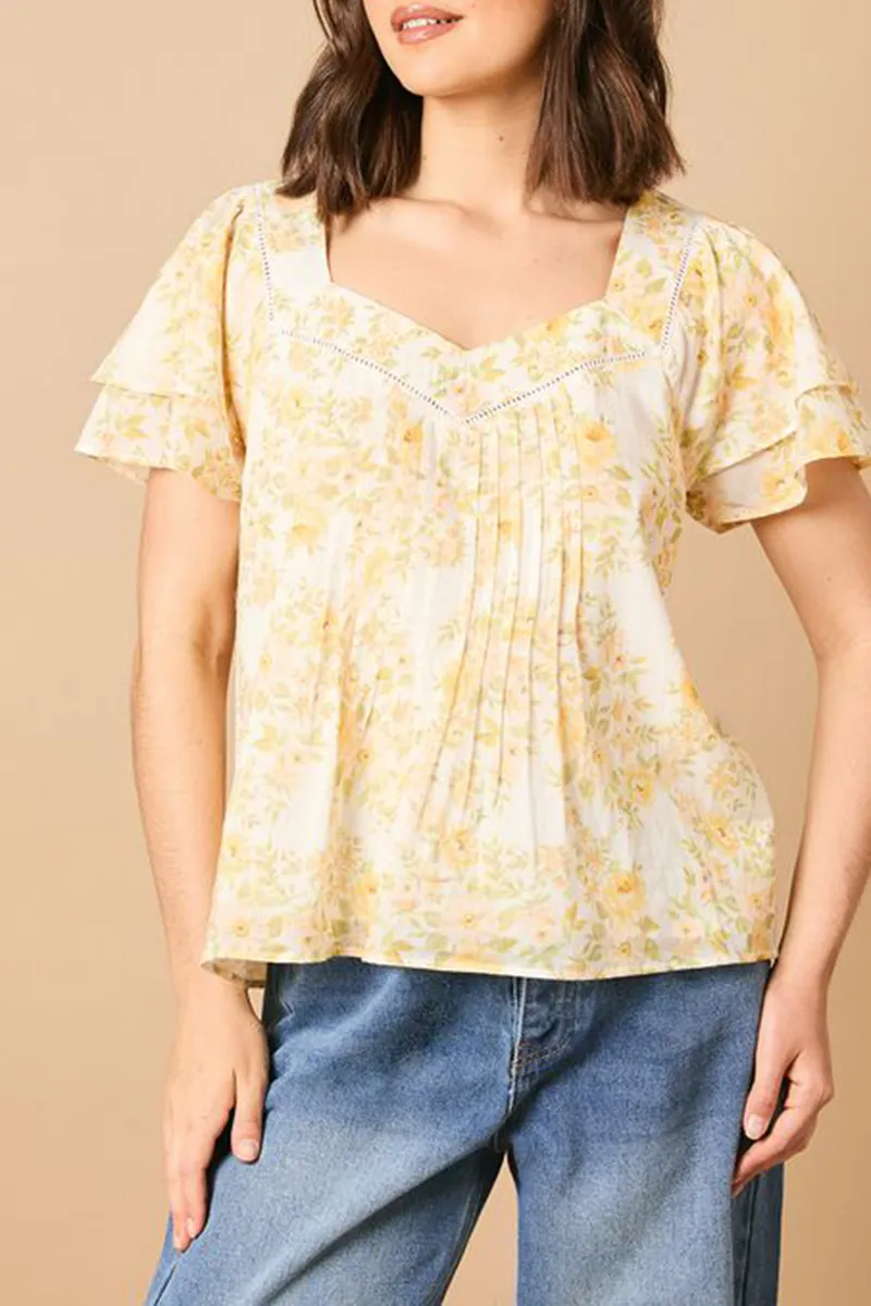 Casual Style Multi Ruffle Sleeve Top