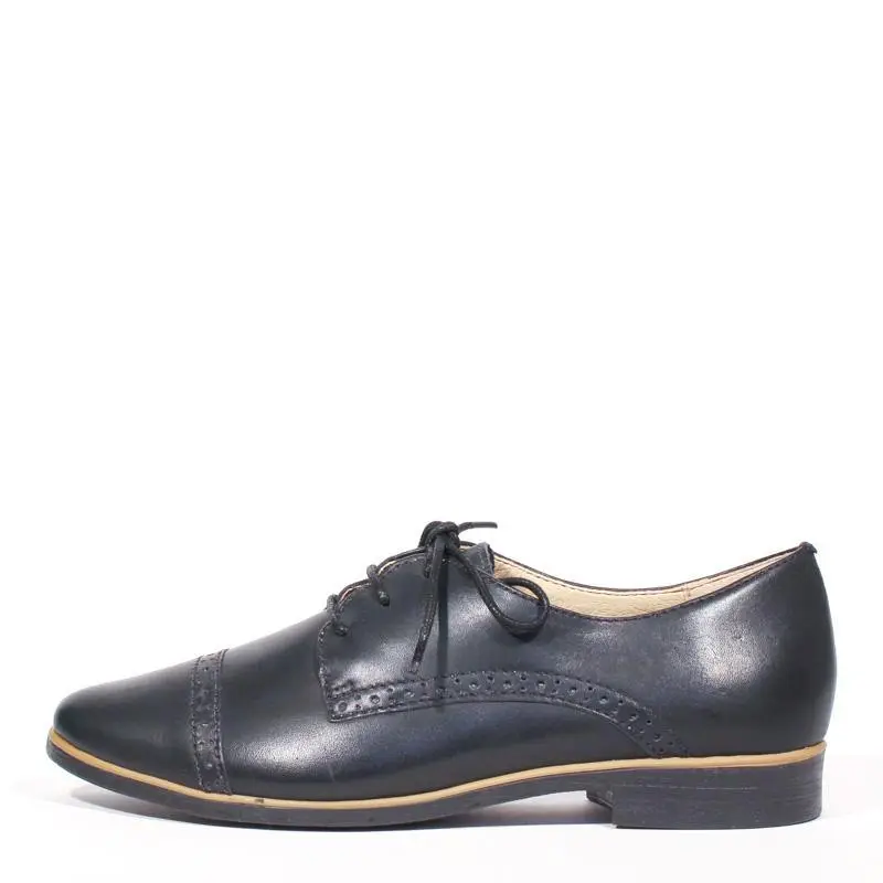 Perforated Cap Toe Lace Up Flats