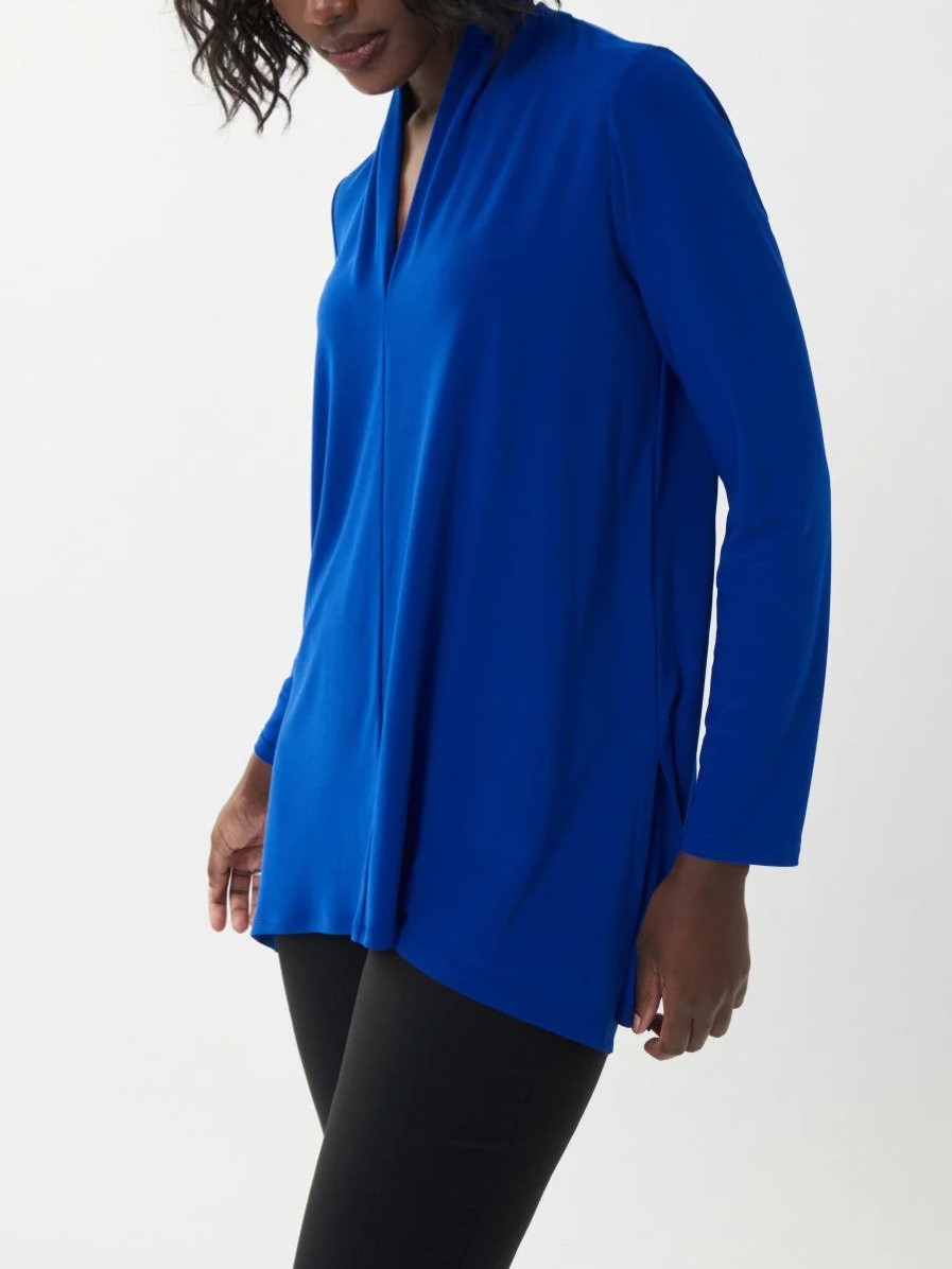 Royal Blue Long - Sleeve V - Neck Blouse
