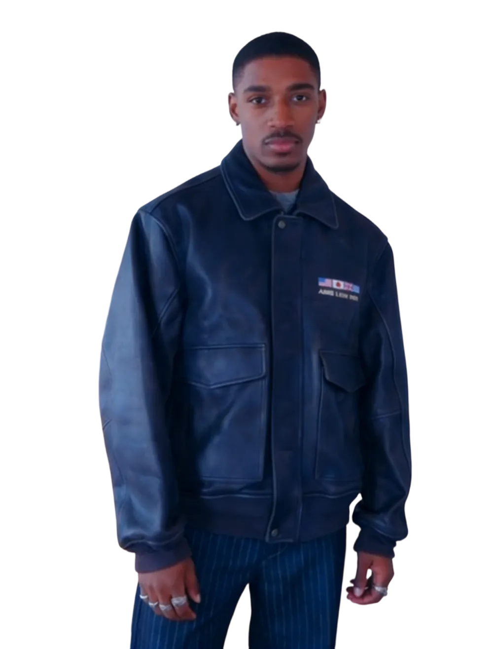 Men's solid color sporty windproof leather jacket
