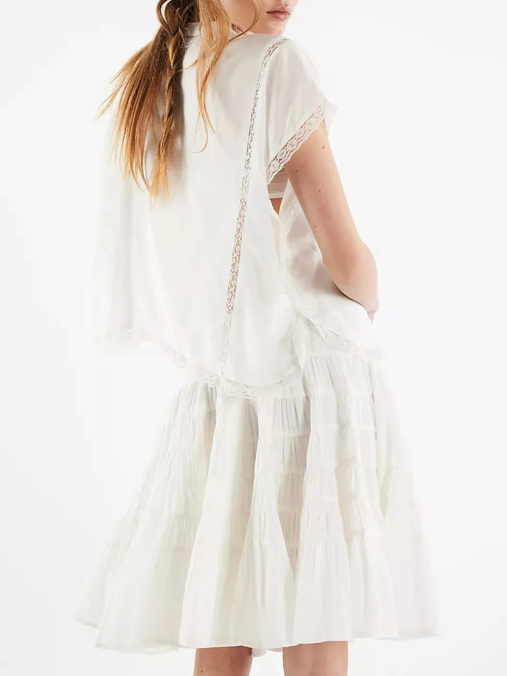 Casual Style Solid Midi Skirt Ivory